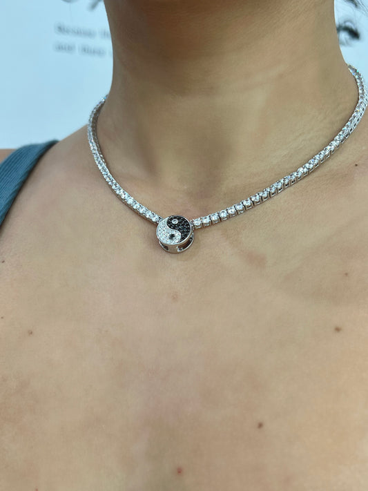 Ying-Yang Tennis Necklace