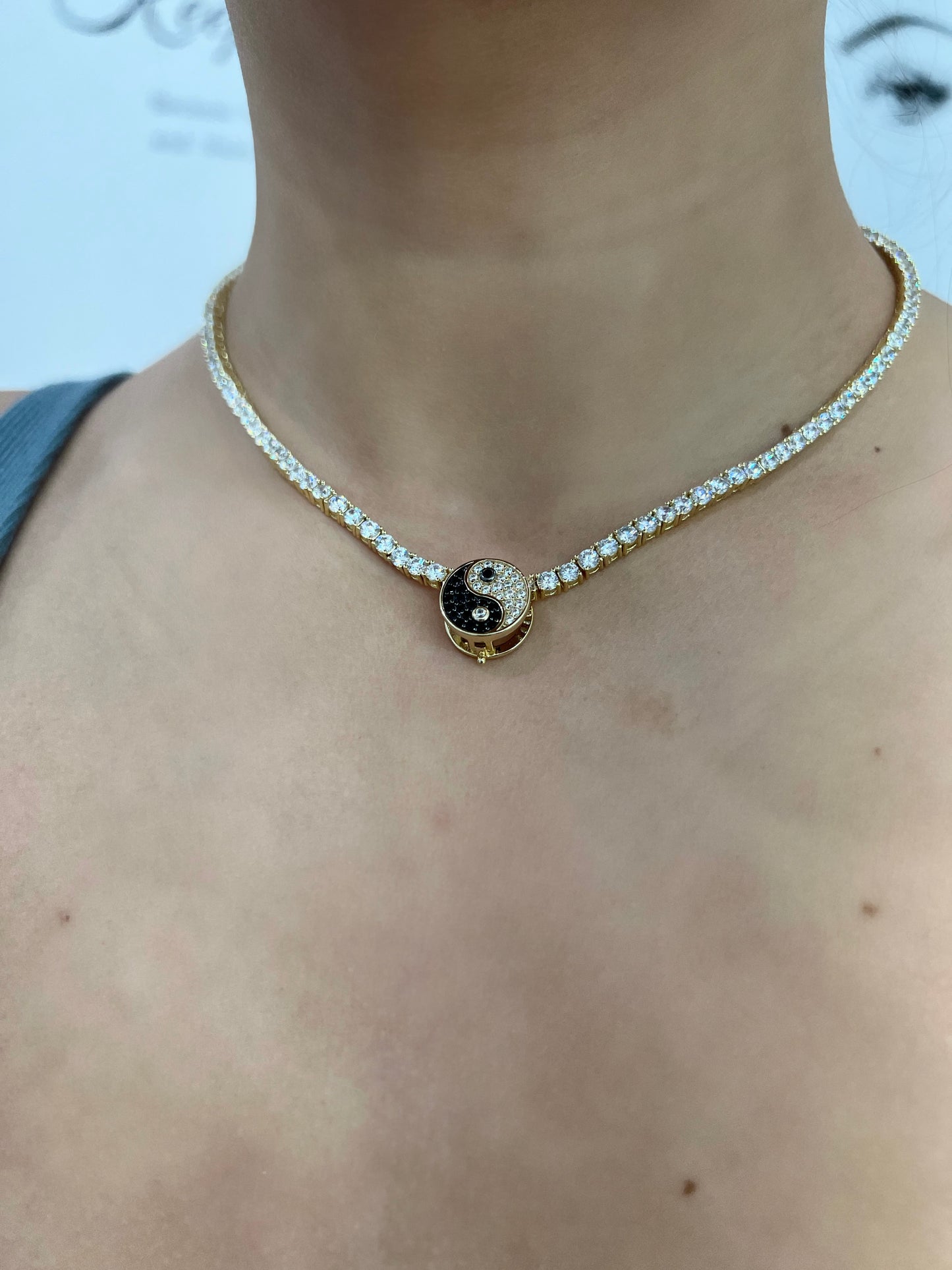 Ying-Yang Tennis Necklace
